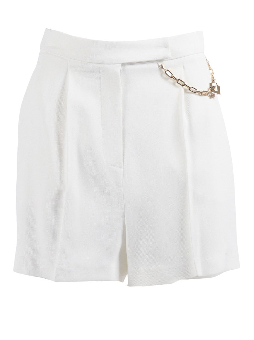 Elisabetta Franchi White Tailored Gold Chain Shorts
