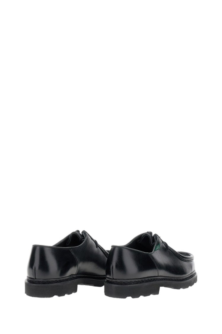 Paraboot Black Ponyskin Leather Lace-Up Loafers
