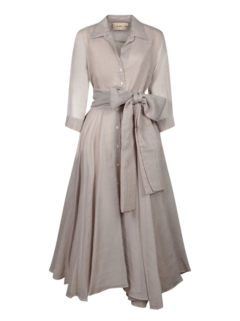 Blanca Vita Striped Shirt Dress In Lightweight Pure Silk