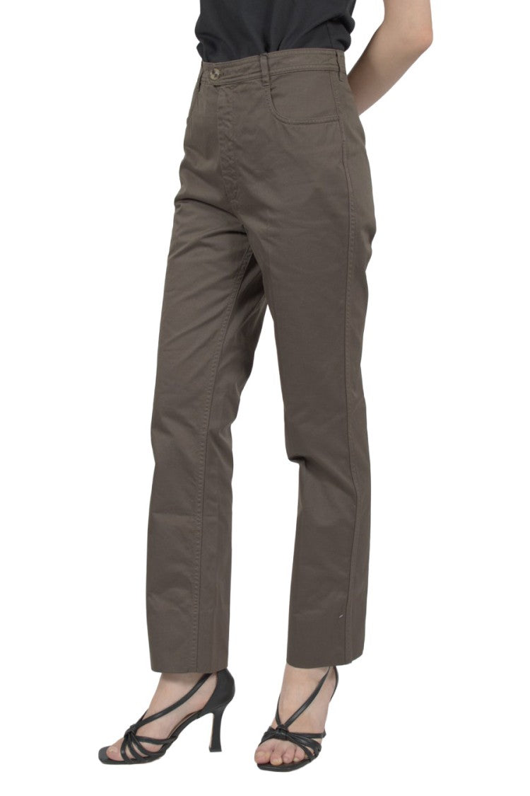 Saint Laurent Dark Green Cotton Cropped Trousers