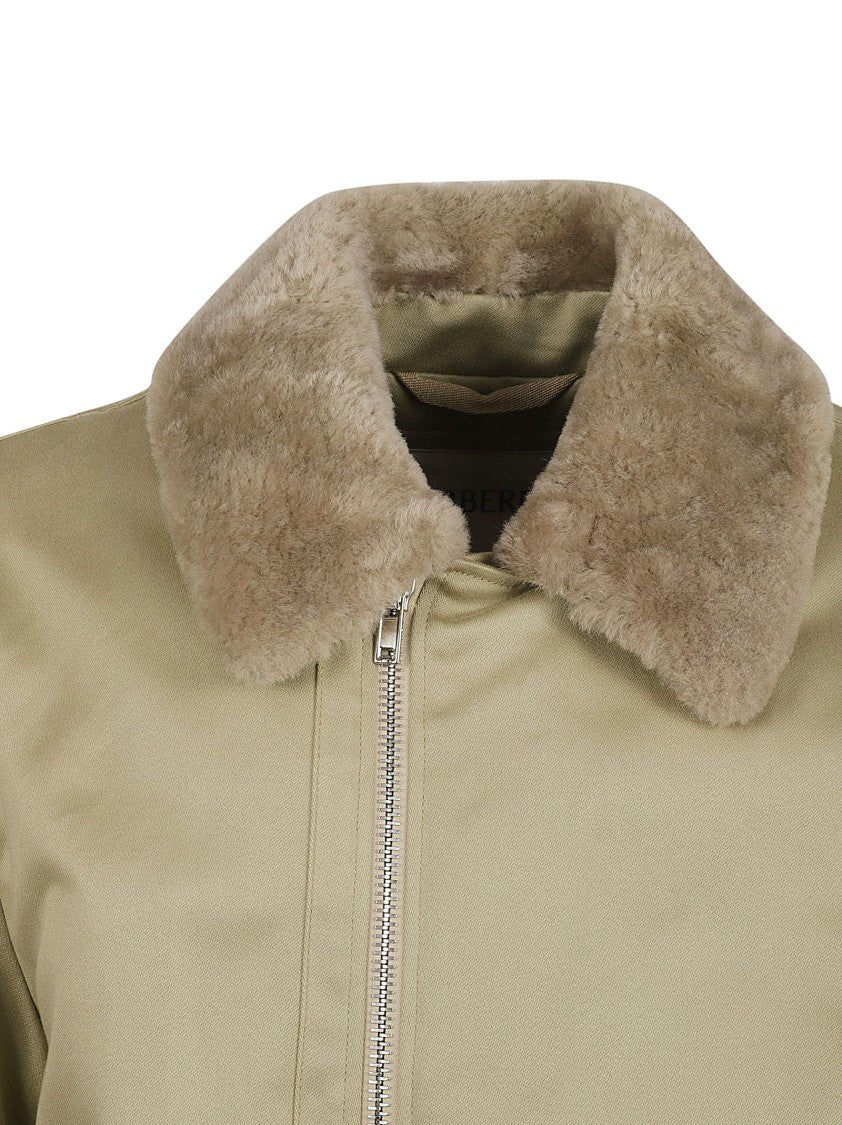 Burberry Bomber-Style Coat With Plush Collar