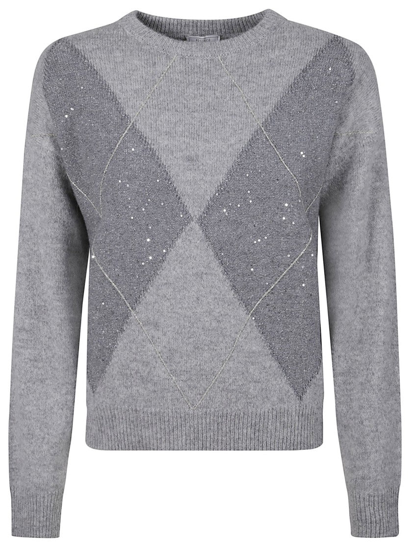 Peserico Cashmere Knit Sweater With Diamond Pattern