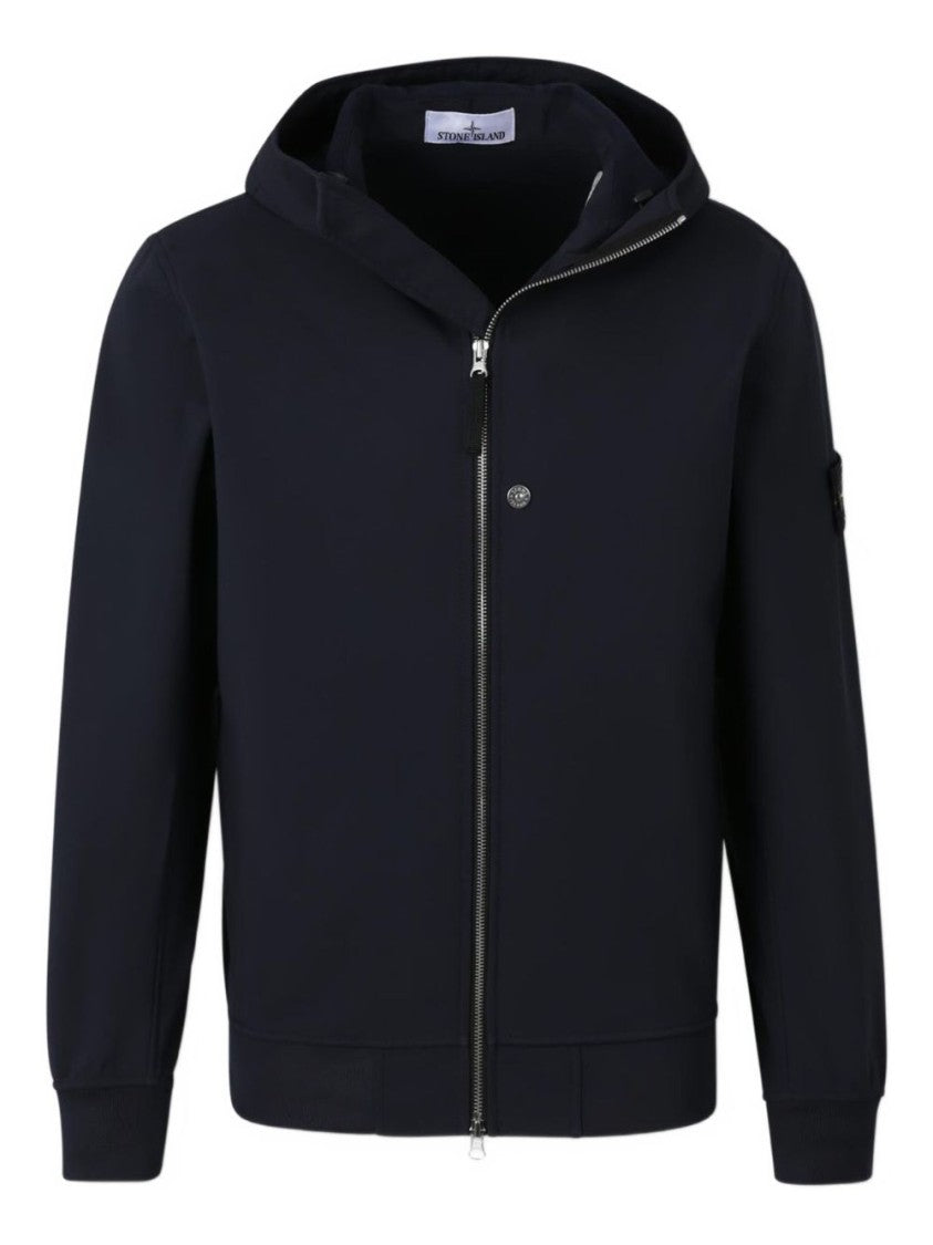 Stone Island Hooded Technical Jacket With Logo Badge
