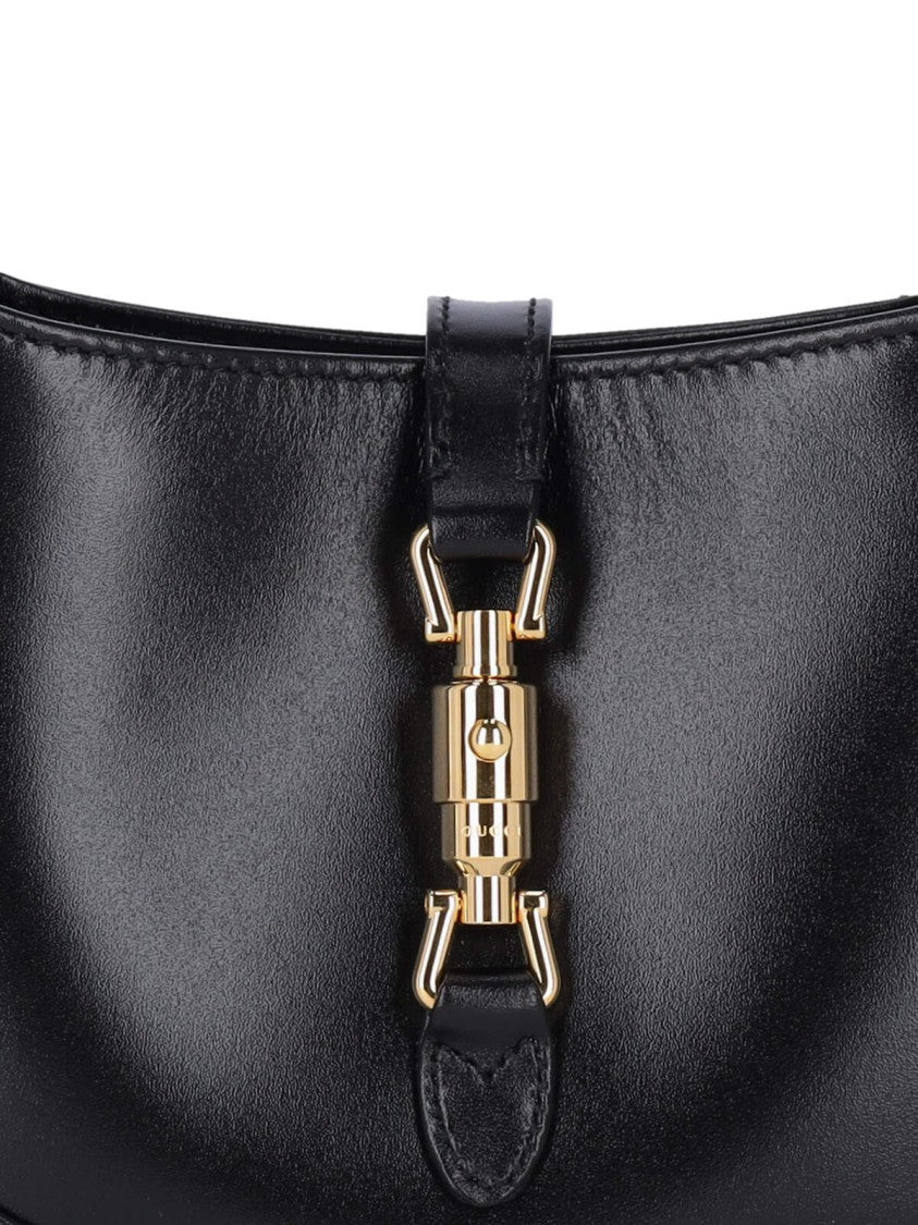 Gucci Mini Handbag With Gold Metal Closure And Adjustable Handle