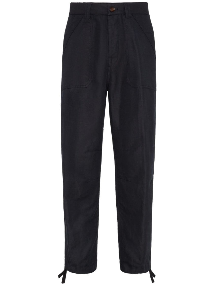 Brunello Cucinelli Sleek Black Trousers With Concealed Fastening