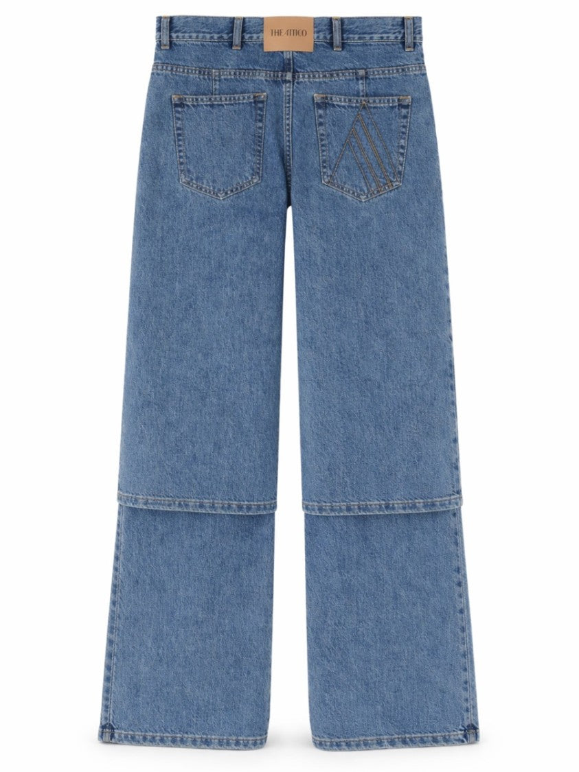 The Attico Wide-Leg Layered Seam Jeans