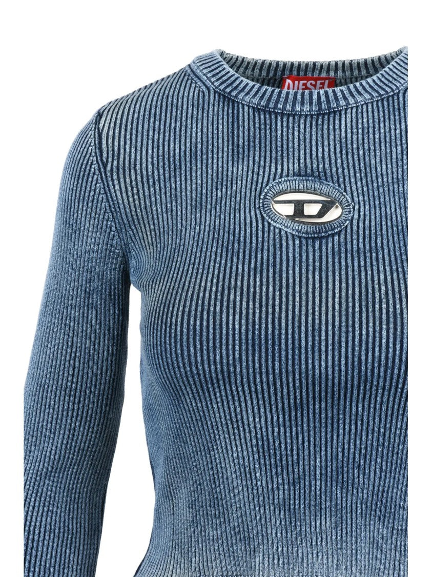 Diesel Textured Blue Ribbed Under-Jacket Knit