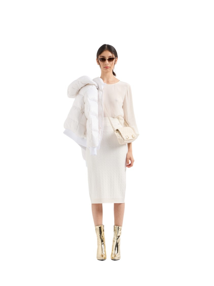 Armani Exchange White Down Puffer Jacket High Collar