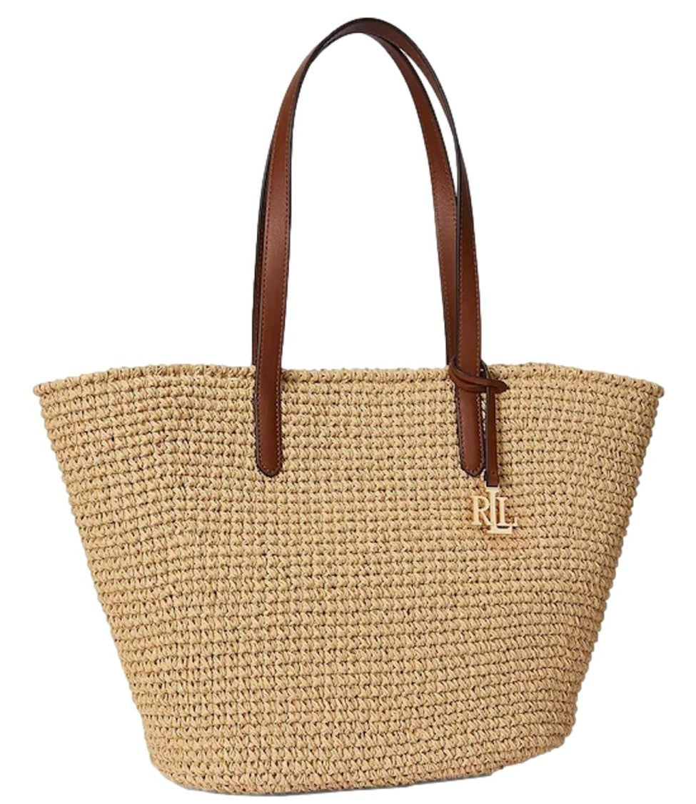 Lauren Ralph Lauren Crochet Textured Paper Straw Tote