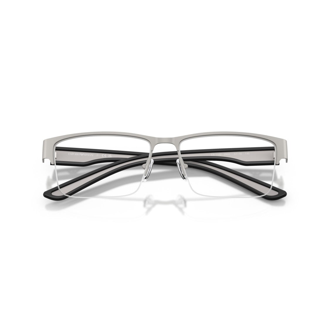 Emporio Armani 0Ea1182 Semi-Rimless Rectangular Eyeglasses With Silver And Black Accents