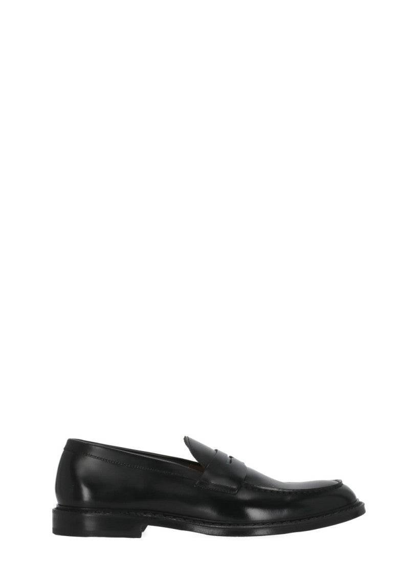 Doucal's Black Smooth Leather Mask Loafers