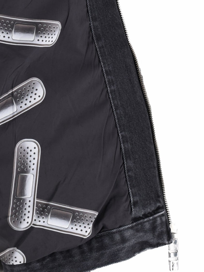 Pdf Black Bandana Print Boxy Denim Jacket