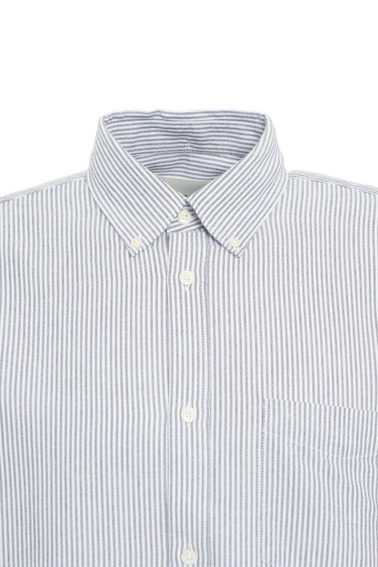 Closed Vertical Stripe Long-Sleeve Shirt With Button-Down Collar