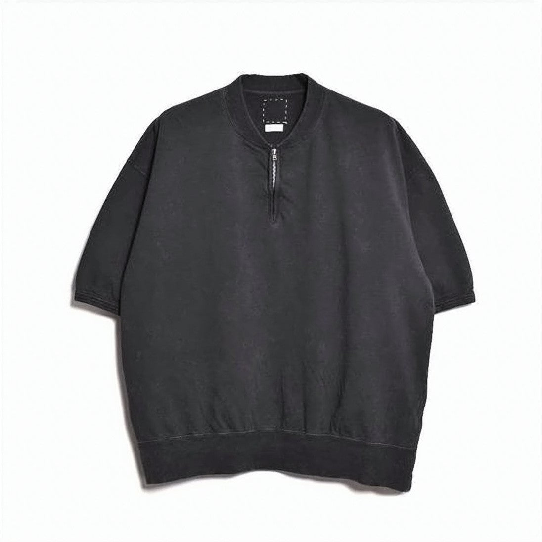 Visvim Boxy-Fit Black Half-Zip T-Shirt With Ribbed Accents