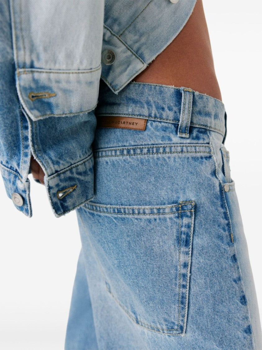 Stella Mccartney Two-Tone Straight Leg Jeans With Concealed Fly