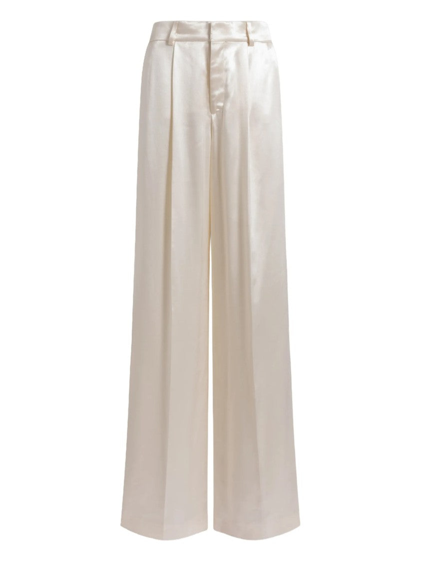 Alberta Ferretti Neutral Pantalone High-Waisted Wide-Leg Viscose Pants