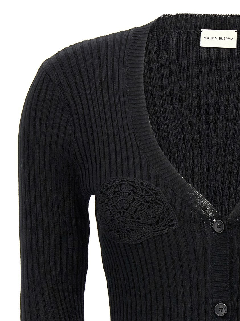 Magda Butrym Ribbed Cotton Cardigan With Macramé Detail