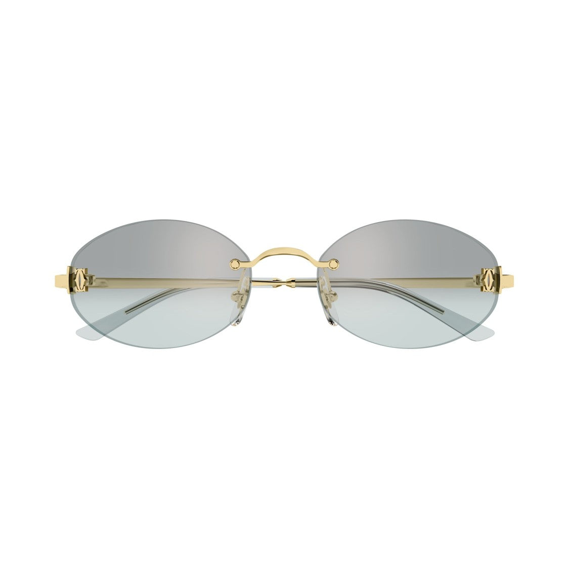 Cartier Rimless Oval Sunglasses With Polished Gold Accents