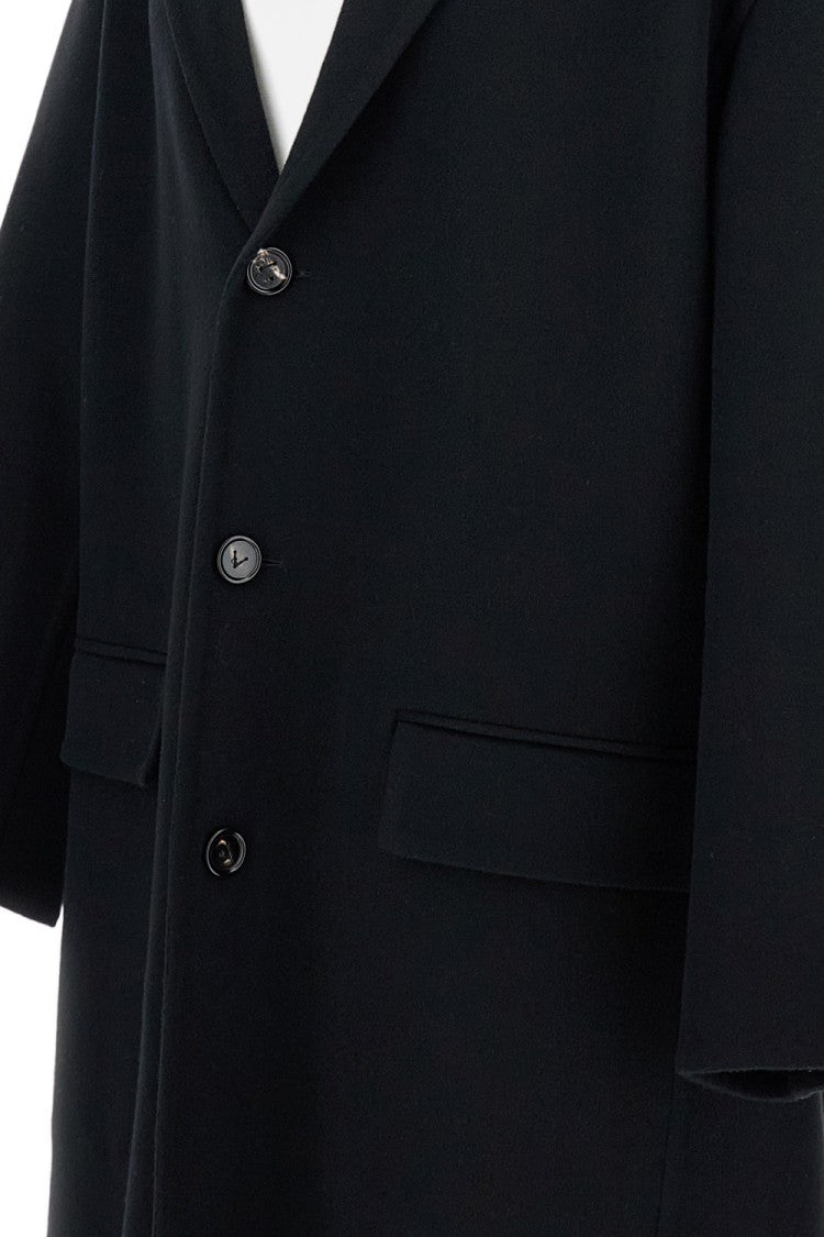 Bottega Veneta Oversized Black Wool Coat With Classic Lapel