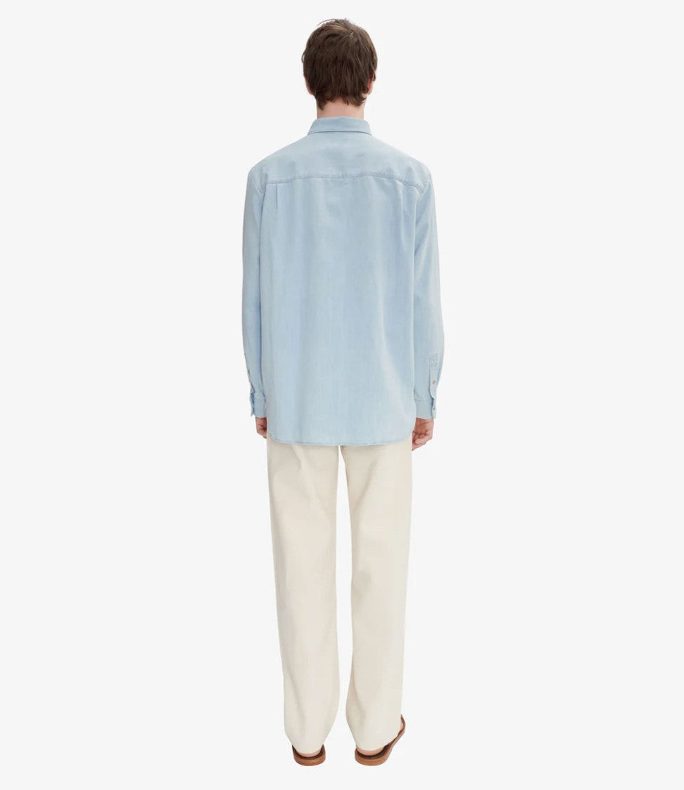 A.P.C. Bleached Organic Denim Shirt With Classic Collar