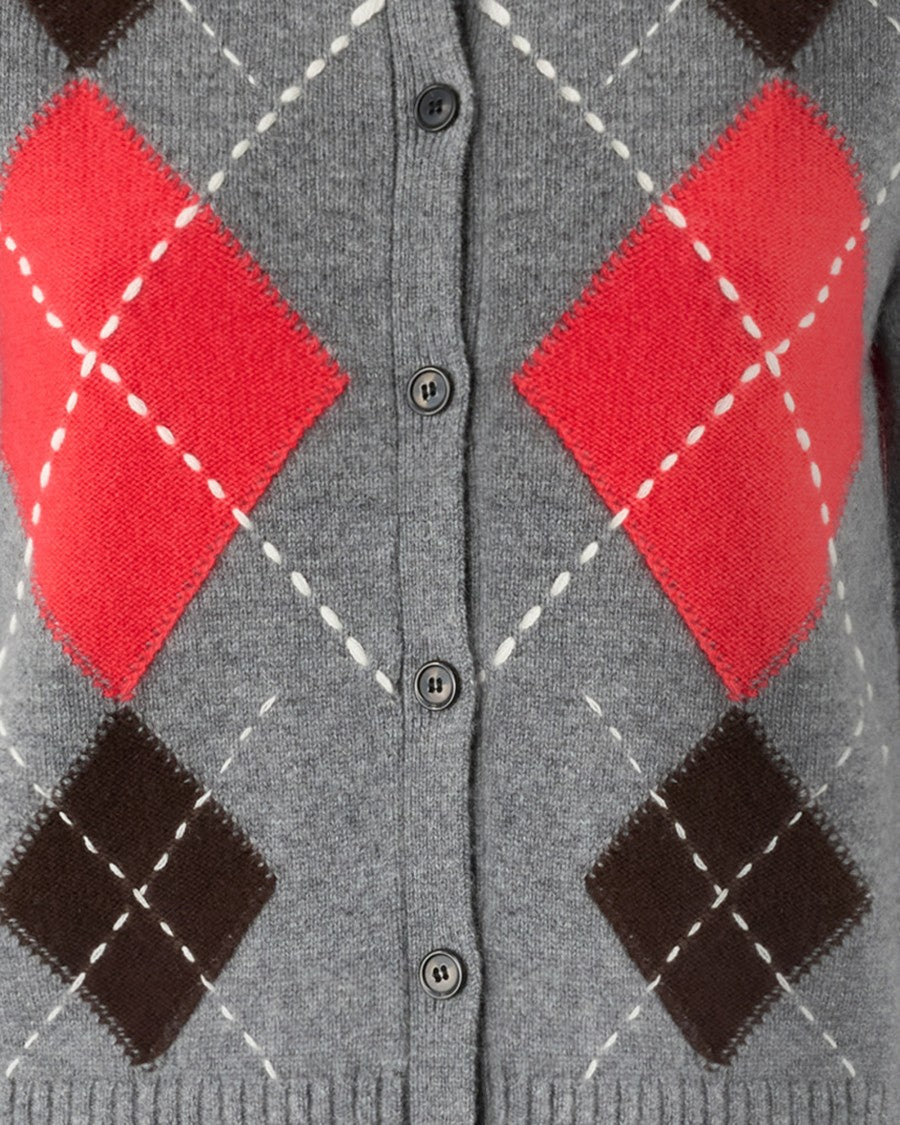 Pinko Straight Silhouette Argyle Pattern Cardigan