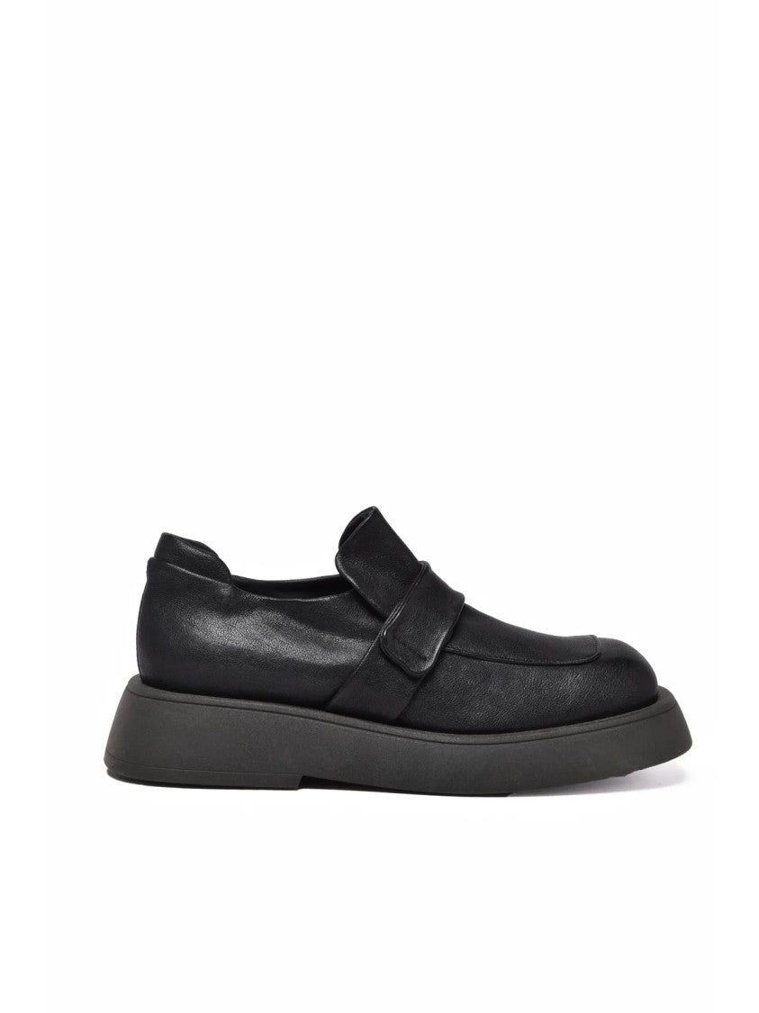 Ernesto Dolani Black Leather Platform Loafers