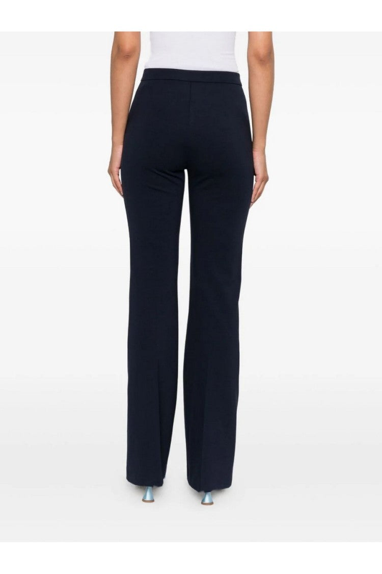 Pinko Blue High-Waist Crease Viscose-Blend Flared Pants