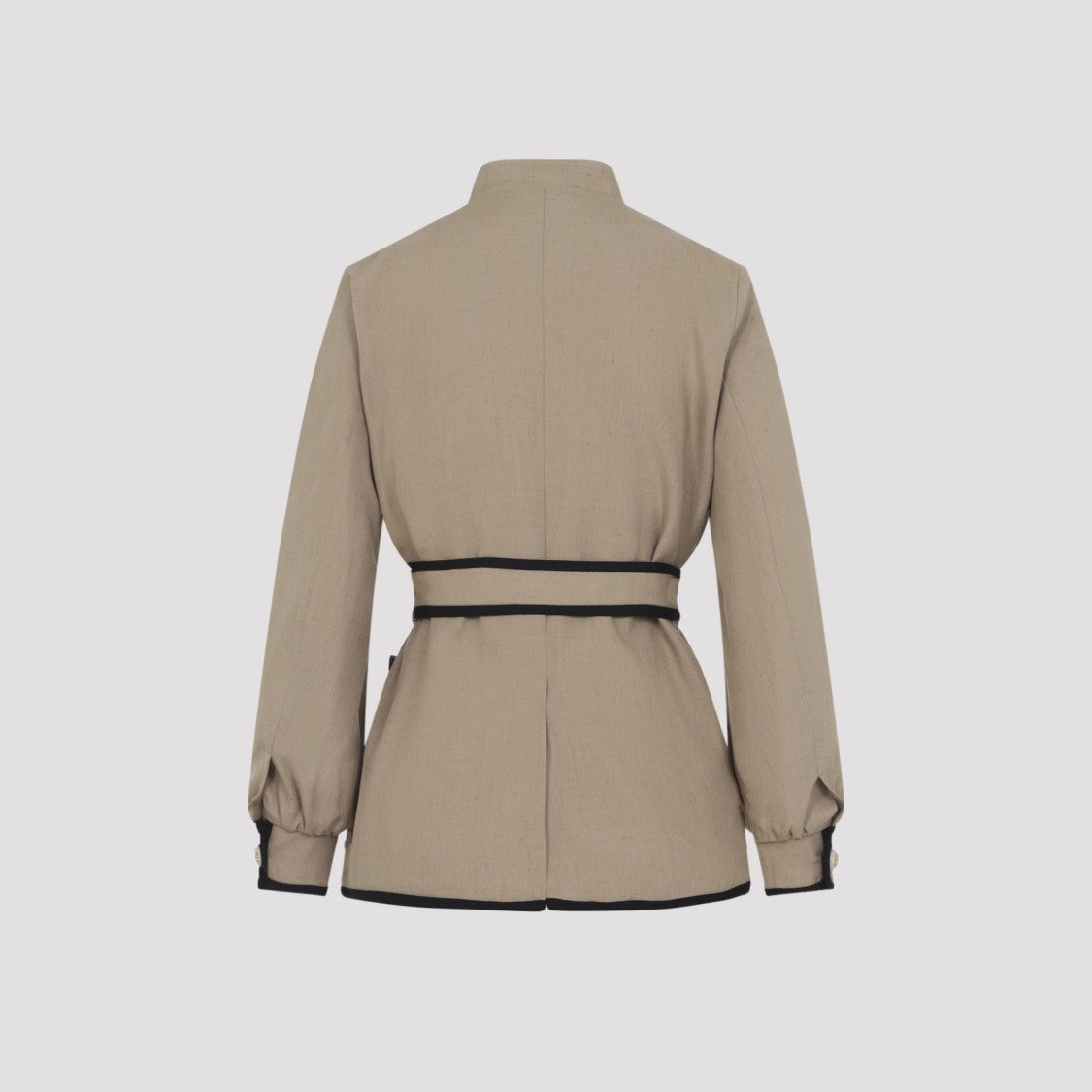 Valentino Structured Beige Jacket With Stand Collar