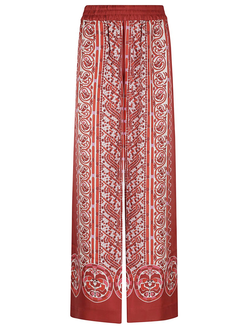 La Double J Silk Twill Palazzo Pants With Cobra Pattern