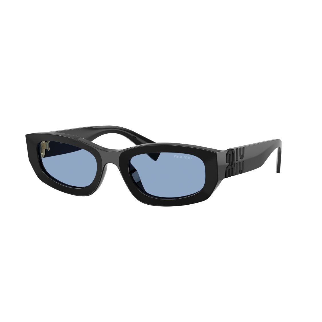 Miu Miu Rectangular Sunglasses With Blue-Tinted Lenses And Logo Detail
