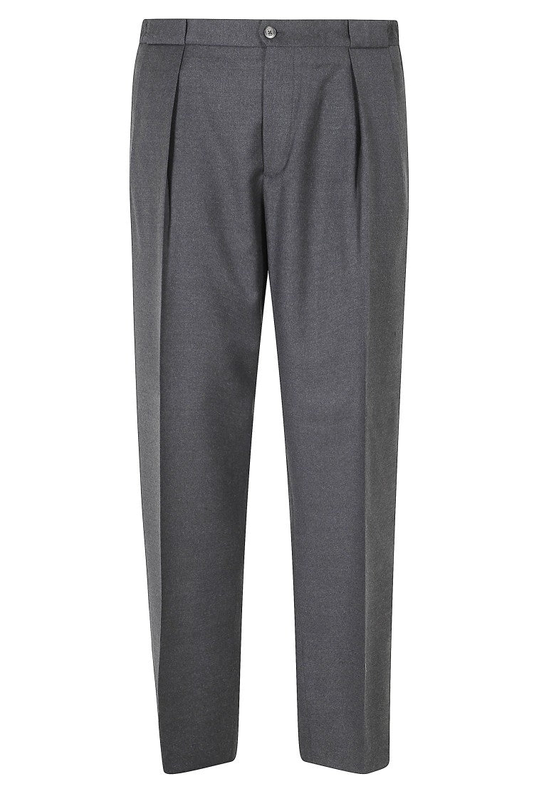 Briglia Steel Gray Portobello Tailored Reverse Darts Flannel Wool Pants