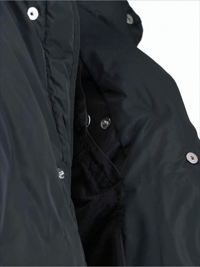 Ami Cropped Padded Jacket With High Collar And Embroidered Detail