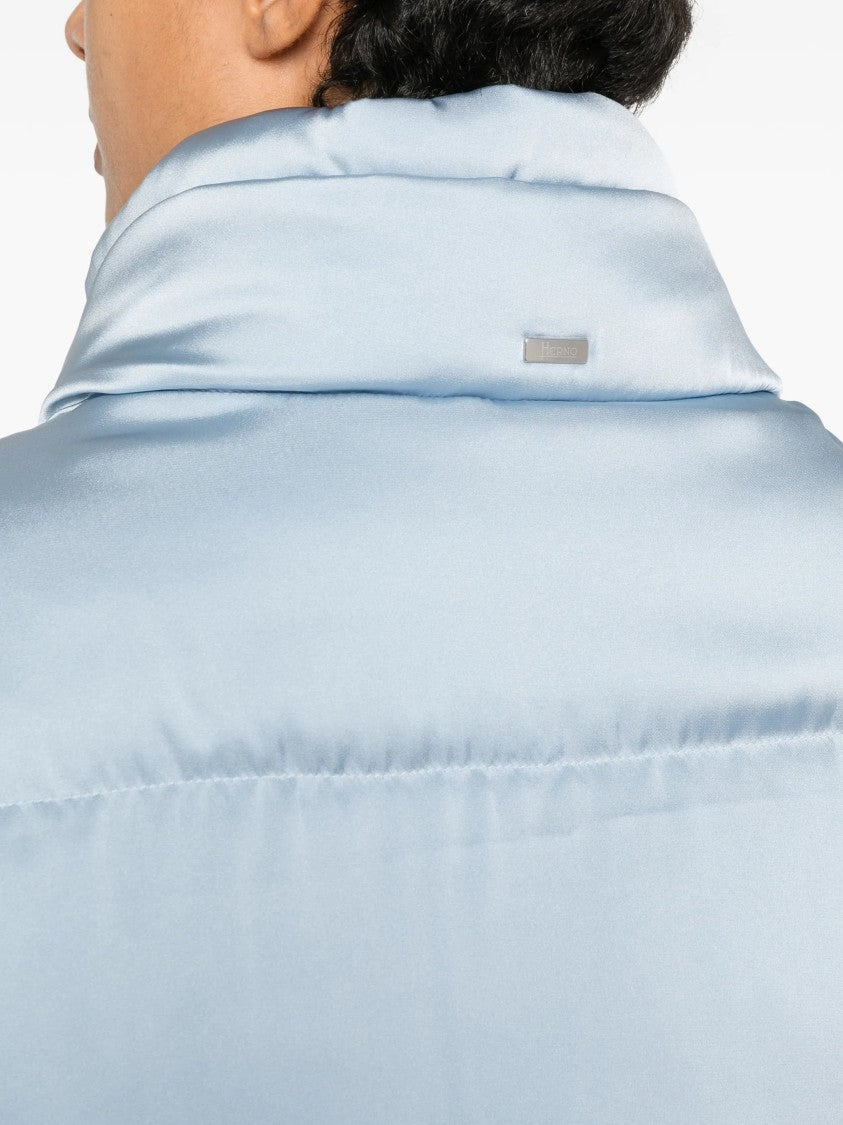 Herno Blue Shiny Finish Boxy Down Jacket