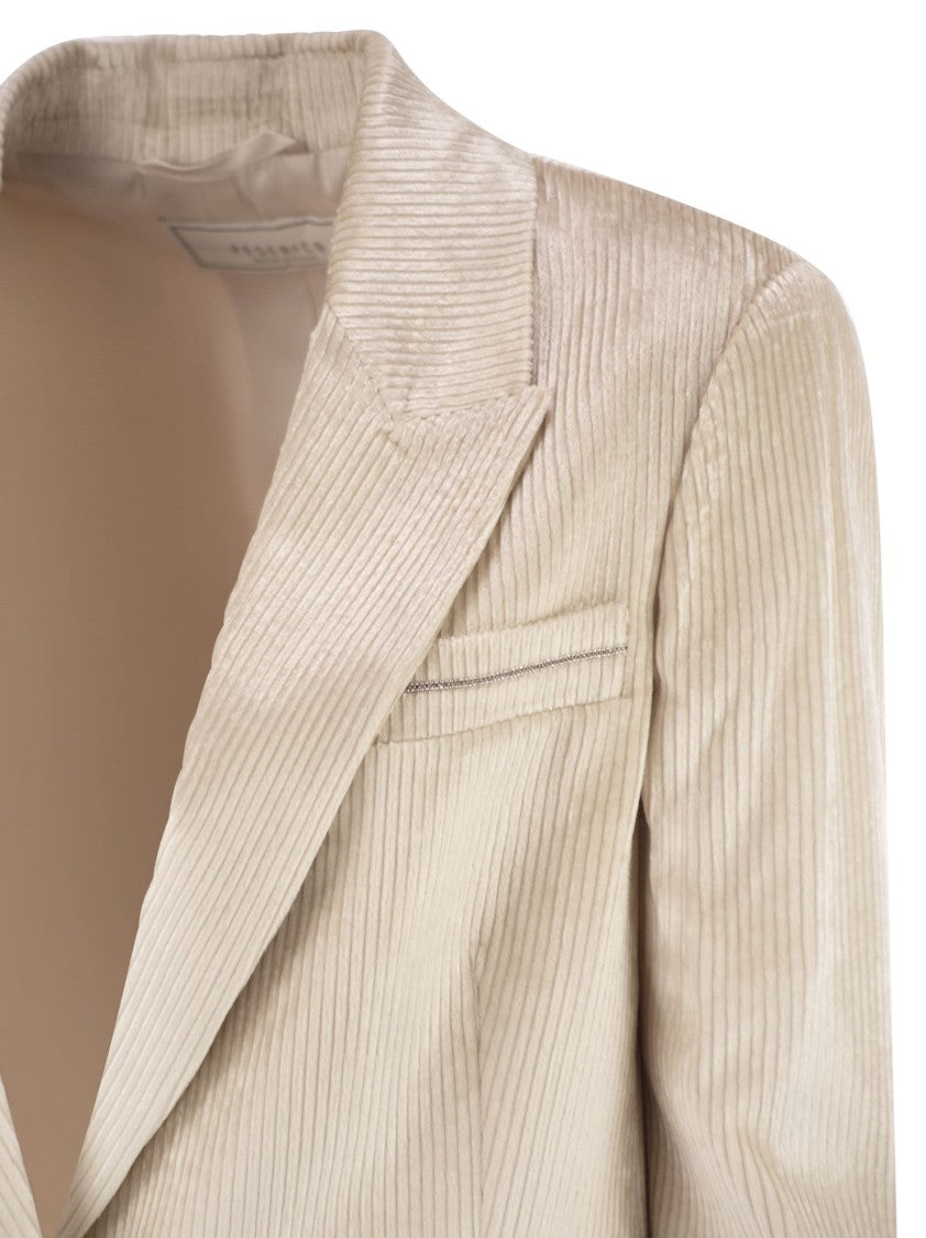 Peserico Velvet Blazer With Thousand Stripes