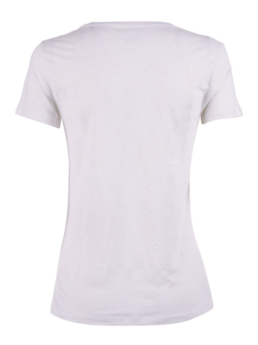 Filatures Du Lion White Round Neck Linen T-Shirt