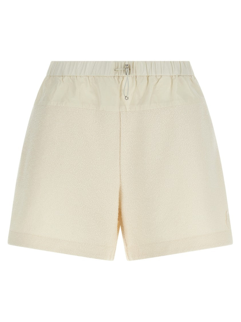 Moncler Bouclé Fabric Shorts With Adjustable Waist And Logo Detail