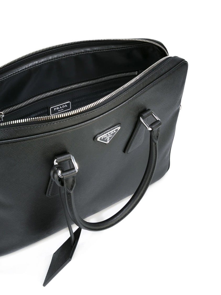 Prada Black Structured Leather Business Bag