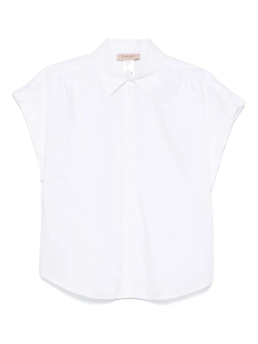 Twin-Set Classic White Cotton Shirt With Puff Sleeves