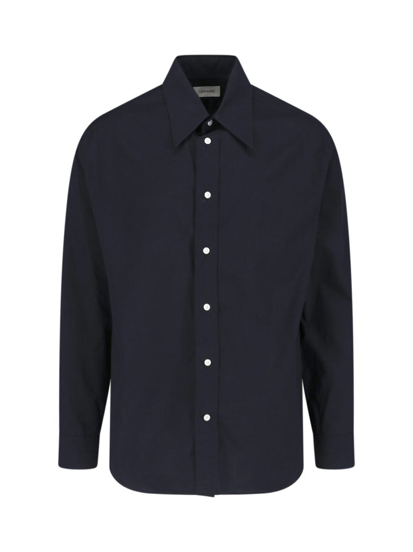 Lemaire Black Classic Collar Lightweight Cotton Shirt