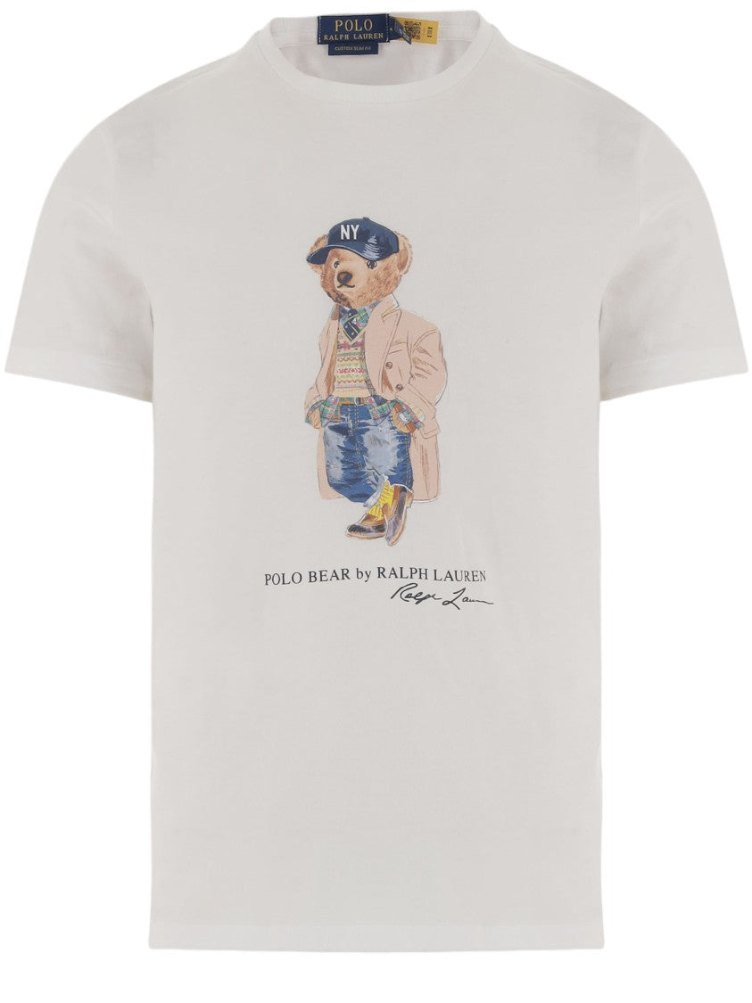 Polo Ralph Lauren White Polo Bear Printed Cotton T-Shirt