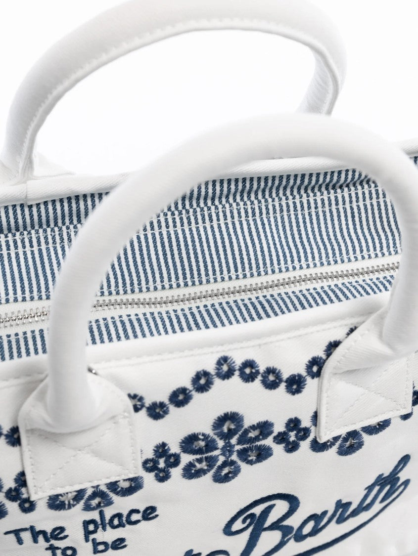 Mc2 Saint Barth Rectangular Tote Bag With Floral Embroidery