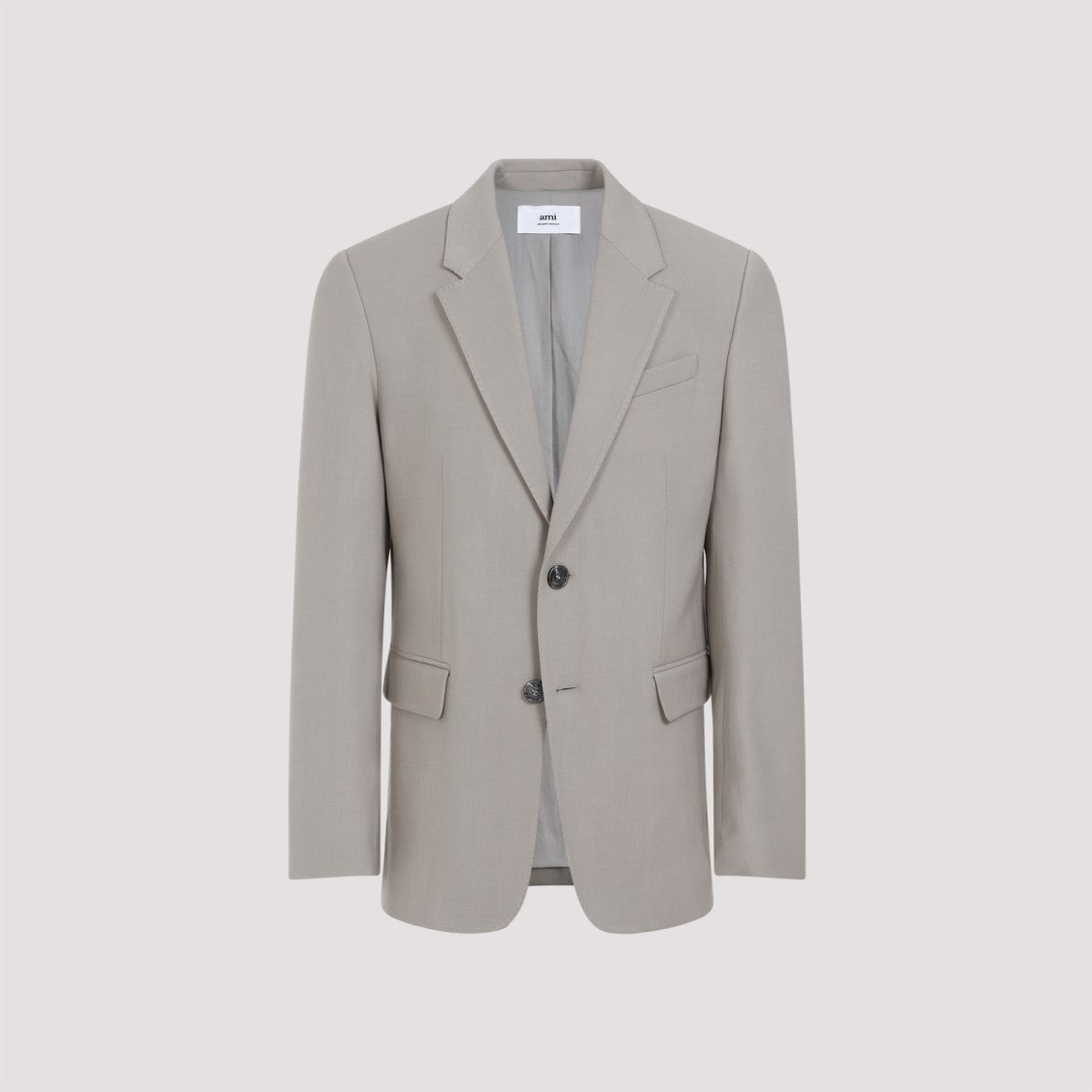 Ami Light Taupe Virgin Wool Two Buttons Jacket