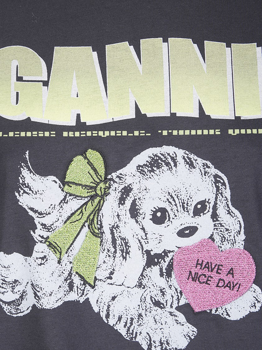 Ganni Relaxed-Fit Graphic Print T-Shirt