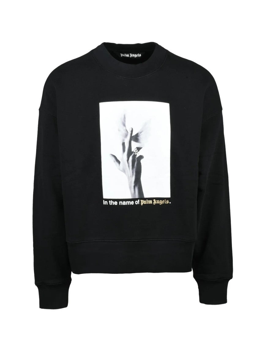Palm Angels Black Cotton Logo Sweatshirt