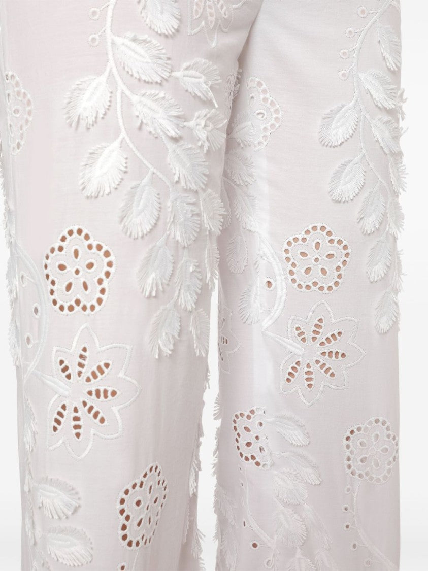 Alberta Ferretti Wide-Leg Trousers With Floral Embroidery