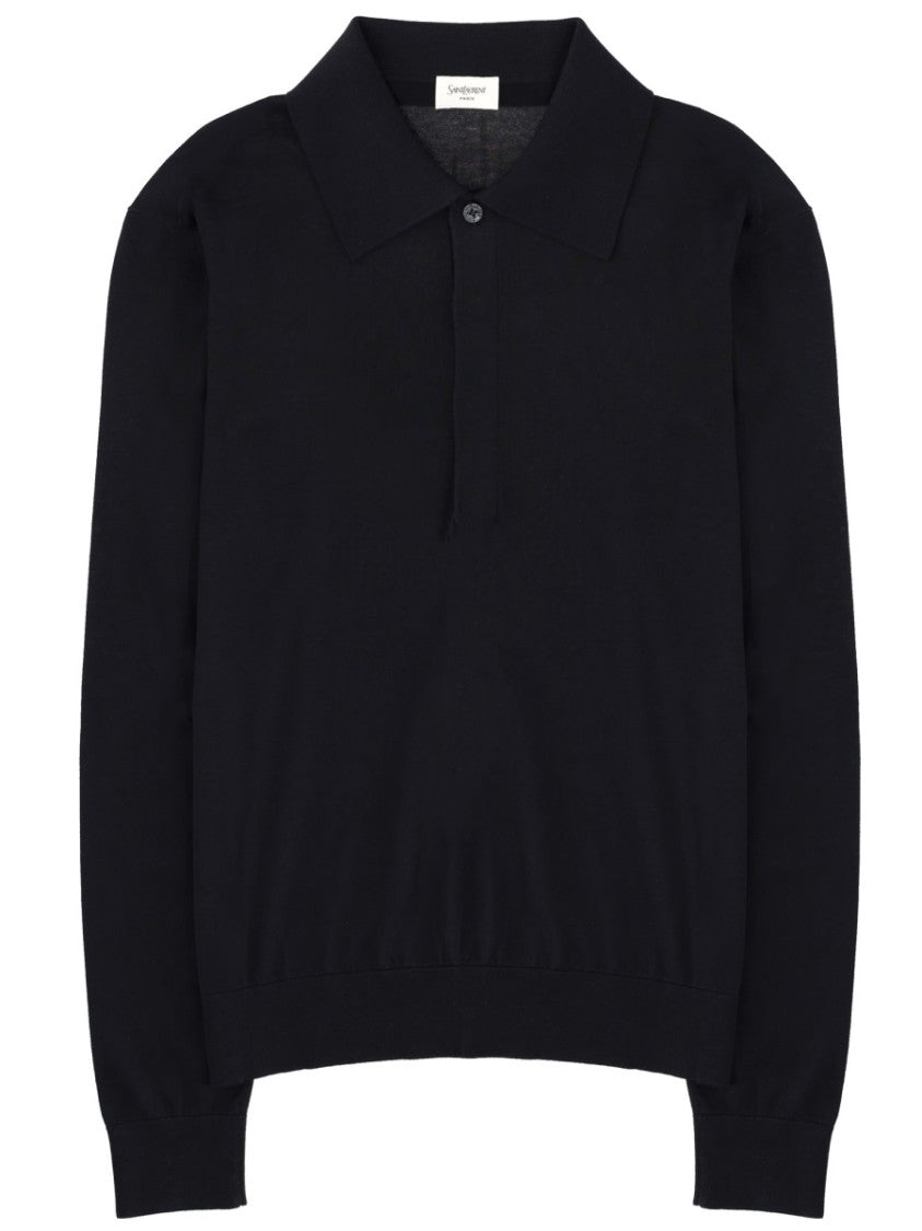 Saint Laurent Long-Sleeve Silk-Blend Polo Shirt