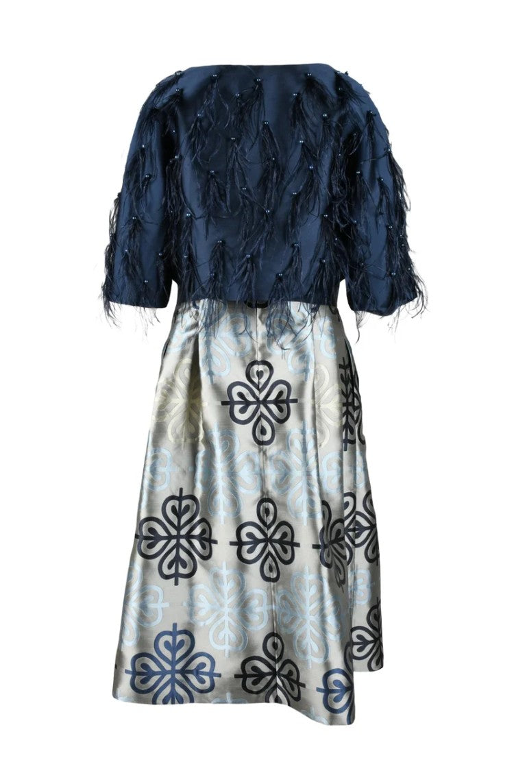 Nefertari Nefertari Set Cropped Textured Jacket And Structured Skirt Ensemble