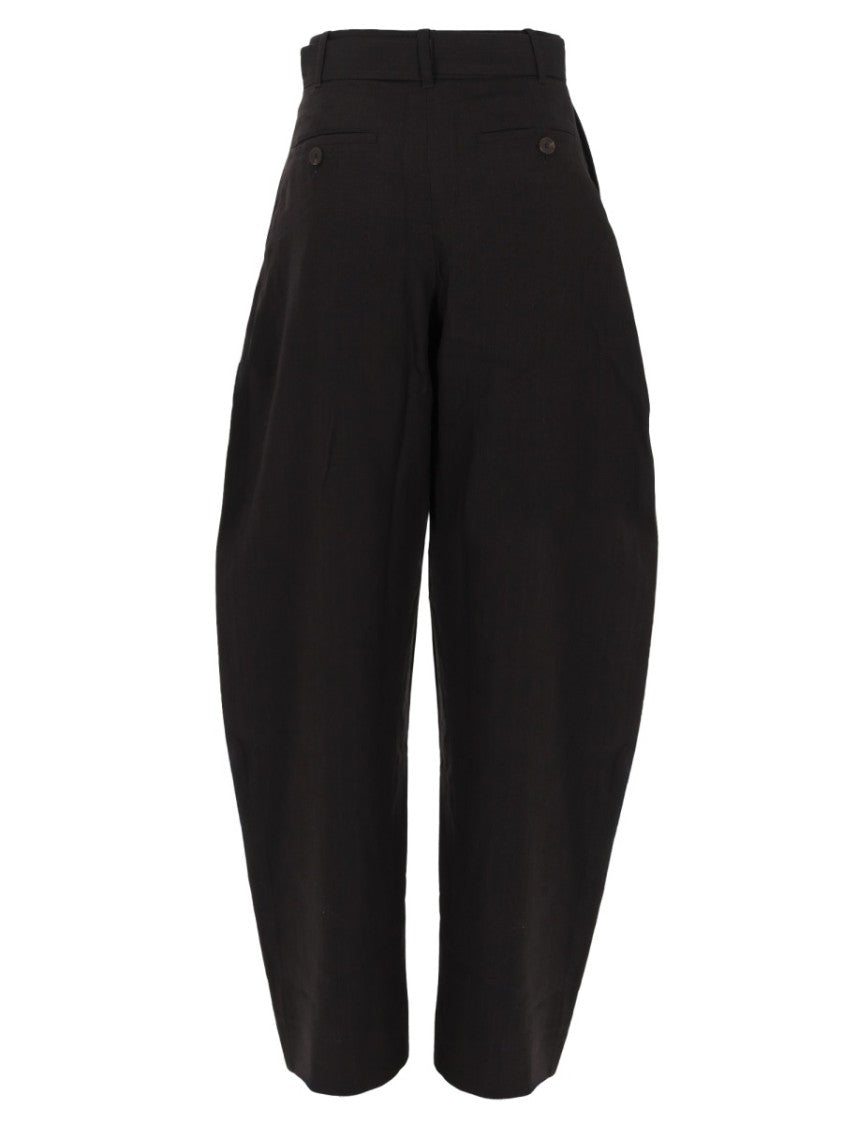 Studio Nicholson Neutrals High Waist Buckle Wide-Leg Pants