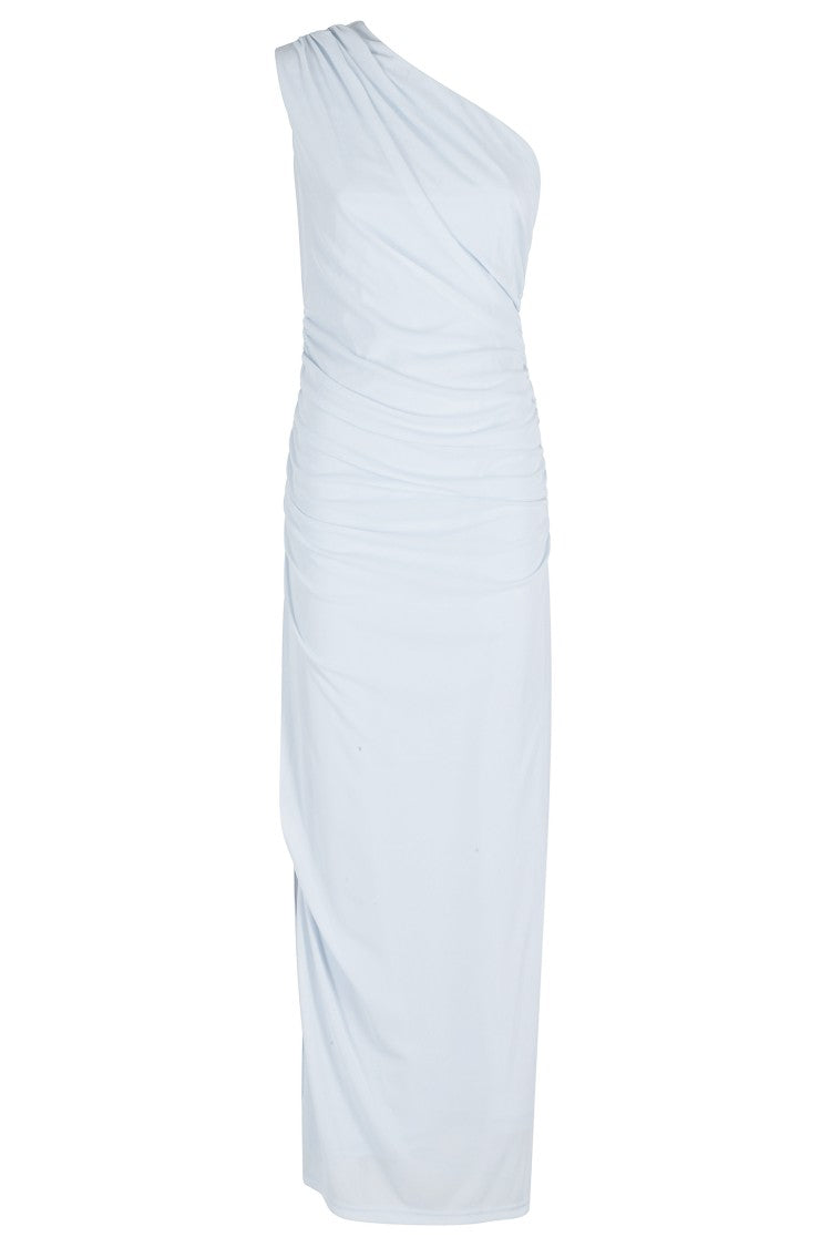 Rotate Heavenly One-Shoulder Draped Polyester Long Evening Dress