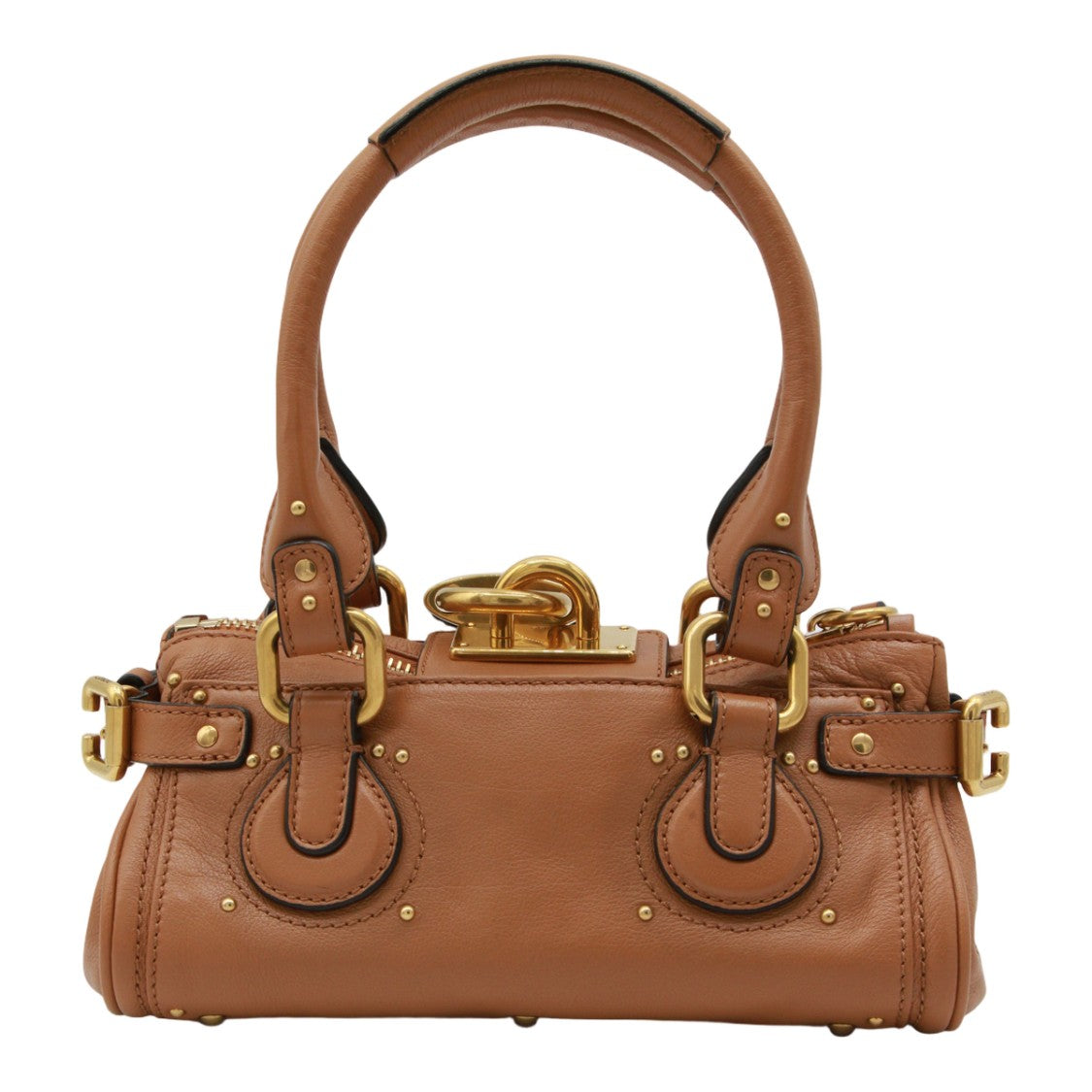 Chloé Structured Brown Leather Handbag With Gold-Tone Hardware